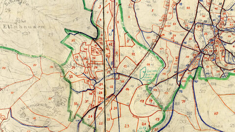 Flurnamenkarte für das Gebiet um Marburg-Cappel, Marburg-Gisselberg erstellt in den 1960er Jahren