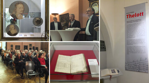Kollage aus Bildern von der Thelott-Ausstellungseröffnung in Augsburg