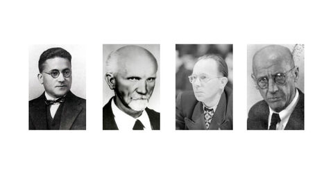 Abgeordnete des Provinziallandtags Hessen-Nassau (v.l.n.r.: Bruno Asch, Konrad Lang, Ernst Lohagen, Fritz Precht)