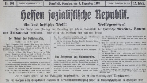 Zeitungsausschnitt Hessischer Volksfreund Nr. 264 vom 9.11.1918 Zeitungsausschnitt Hessischer Volksfreund Nr. 264 vom 9.11.1918
