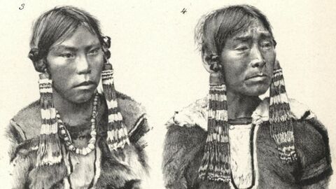 Noggasak und ihre Mutter Paingu, Zeitschrift für Ethnologie 12, 1880, Tafel XIV, nach Fotografien von J.M. Jacobsen, Hamburg