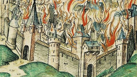 Wigand Gerstenberg, Stadtbrand in Frankenberg 1476, UB/LMB Kassel, 4° Ms. Hass. 26, fol. 31v