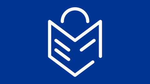 Ein stilisierter lesender Mensch auf blauem Hintergrund