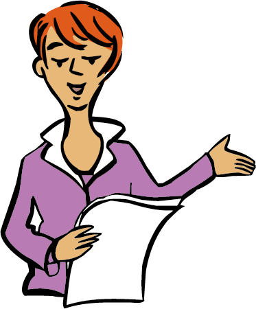 Referentin Eine Frau hält einen Vortrag.